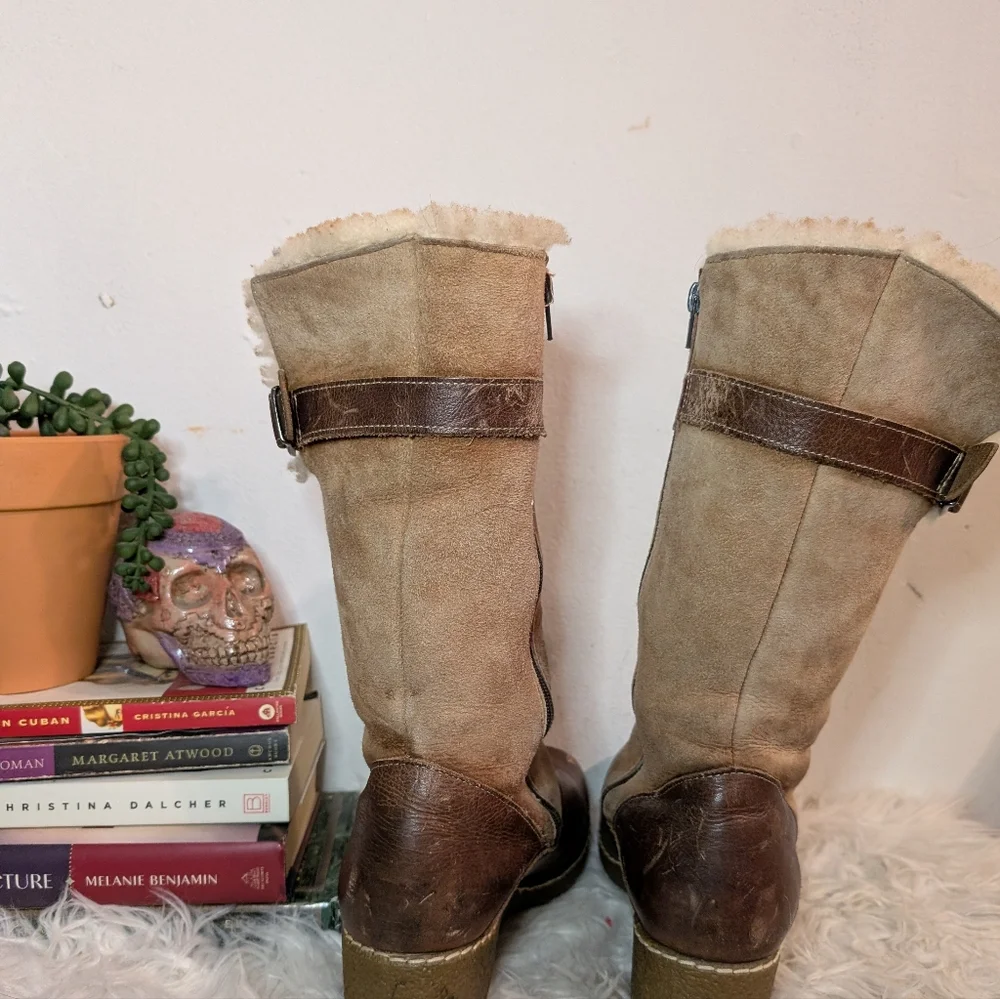Vintage Sheepskin Shearling Leather Suede Boots - Maxine Canada